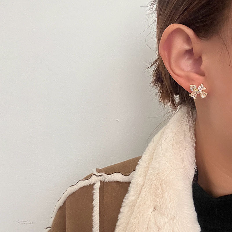 MY33732蝴蝶結耳環2024年新款爆款高級感銀針耳環女小眾設計感可愛耳環