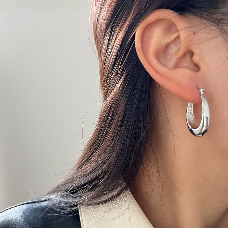 MY38856金屬水滴造型耳圈歐美冷淡風耳扣潮人提供高級感小眾設計耳環女