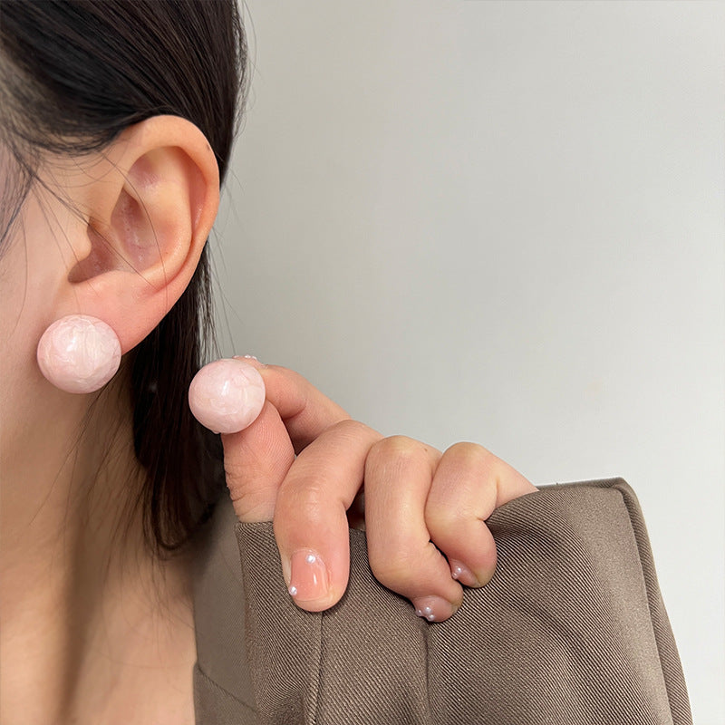 MY31254溫柔豆粉色 粉紅色 珠光耳飾 精緻精緻 耳環 輕奢小眾耳飾
