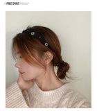 MY32988秋冬水鑽發箍韓國復古法式頭箍髮卡百搭外出仙女森系超仙韓版頭飾