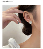 MY32777花朵耳釘925銀針法式小眾復古小巧耳環大理石紋理耳飾女