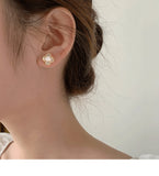 MY32776簡約小巧女珍珠耳飾S925銀針仿貝殼花朵銀耳釘2020年新款耳環韓國