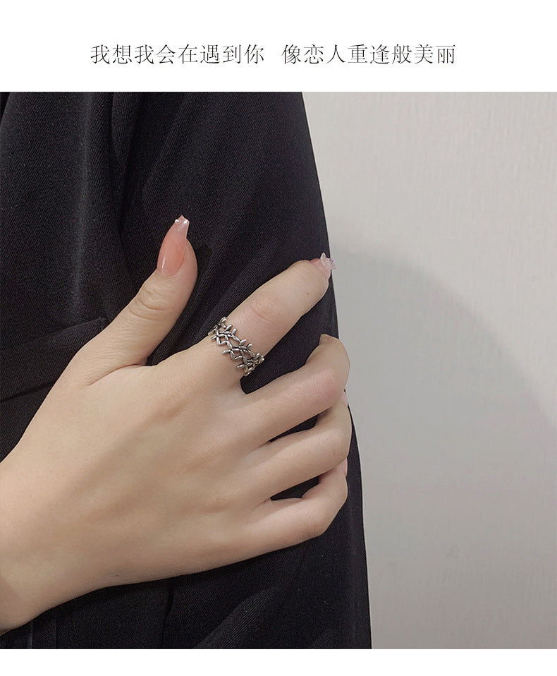 MY31749韓版鏤空花朵戒指女復古時尚氣質優雅開口指環創意食指戒潮