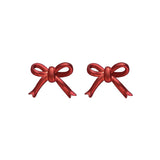 MY30714新年紅色蝴蝶結耳釘韓國氣質網紅小巧簡約百搭高級感純銀耳環耳飾