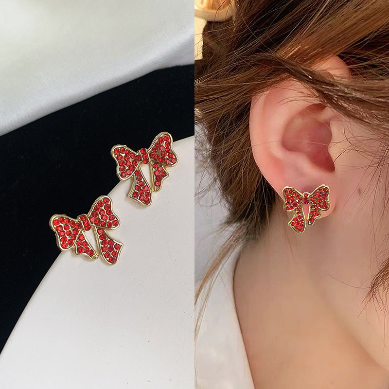 MY30714紅色過年耳環女2020年新款潮純銀耳釘新年喜慶中國風本命年耳飾品