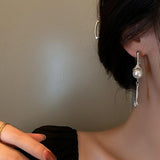 MY31058韓版珍珠流蘇耳環2021年新款潮氣質簡約冷淡風耳飾網紅耳飾