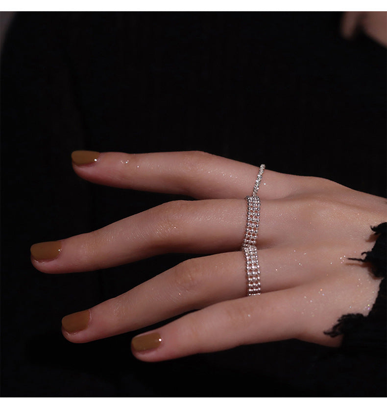 MY33725高級感韓版新款精緻排珠指環個性百搭ins潮 時尚 高級感戒指