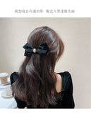 MY30604高級感黑色蝴蝶結髮夾網紅頭飾法式複古後腦勺發卡時尚簡約髮飾