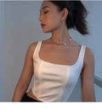 MY31173韓版小眾設計拼接鏈條淡水珍珠鎖骨頸鍊個性ins風百搭項鍊女潮