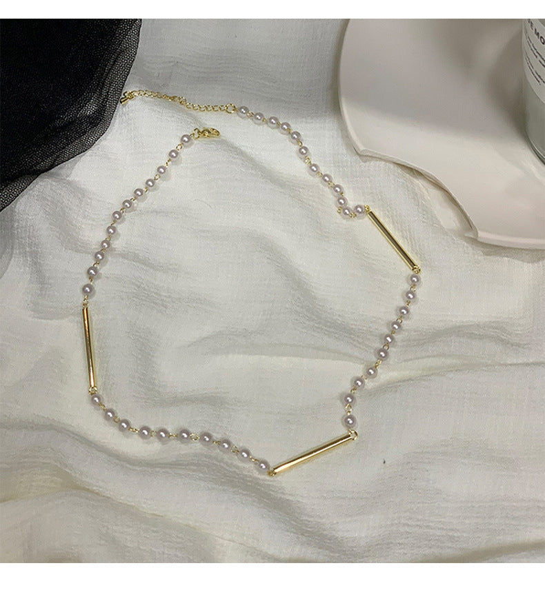 MY33481輕奢小眾設計感鎖骨鏈珍珠項鍊2021年新款女ins冷淡風簡約配飾
