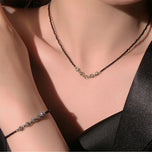 MY33598黑色水晶項鍊2021年新款潮小眾設計感輕奢鎖骨鏈頸鍊配飾手鍊女夏