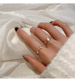 MY30969月光少女韓國ins復古宮廷風月光猫眼石戒指網紅開口戒指食指戒子