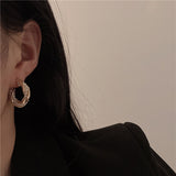 MY32931歐美氣質珍珠金屬純銀耳圈ins風韓國設計感復古百搭耳圈耳環耳飾