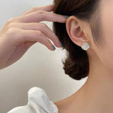 MY32777花朵耳釘925銀針法式小眾復古小巧耳環大理石紋理耳飾女