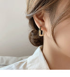 MY30092復古微鑲鋯石幾何方形耳圈幾何微鑲鋯石精緻優雅輕奢純銀耳環耳飾