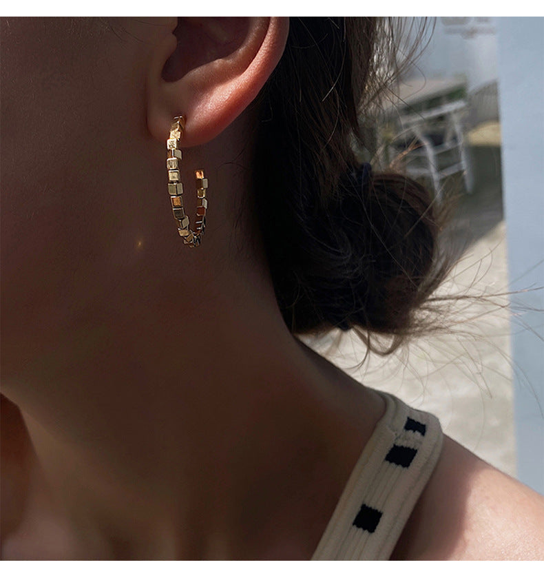MY31732歐美金屬耳圈女韓國氣質網紅個性大圈耳環簡約出街耳飾 925銀針