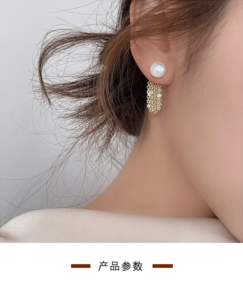 MY33160珍珠小流蘇2021年新款潮高級感耳釘百搭日韓氣質簡約純銀耳環耳飾