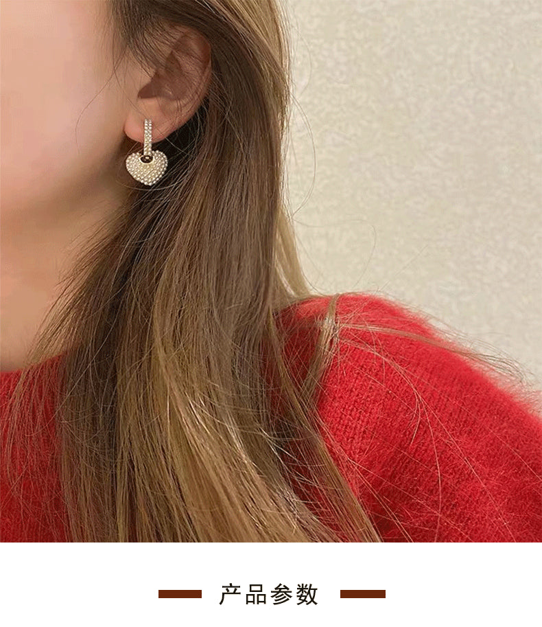 MY33142愛心耳環女網紅氣質耳墜韓國簡約個性鑲鑽耳飾品網紅925銀針耳釘