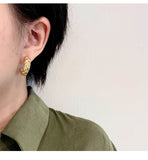 MY34291歐美高級感金色圓圈耳環女2021年新款潮小眾設計輕奢金屬感耳飾