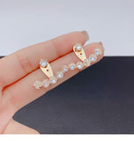 MY32659一款兩戴後掛式耳釘女氣質韓國網紅個性設計感小眾耳環銀針耳飾品