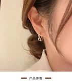 MY33805幾何交叉耳環氣質個性耳圈冷淡風耳環網紅耳墜女韓國925銀針