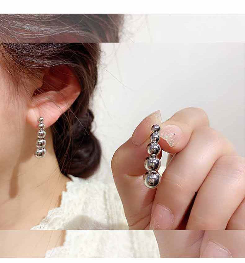 MY31247 冷淡風金屬珠流蘇耳環2022年新款潮高級大氣耳釘女小眾設計感耳飾