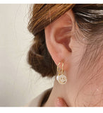 MY33761新款潮網紅爆款耳飾個性笑臉 珍珠耳釘小眾設計感銀針耳環