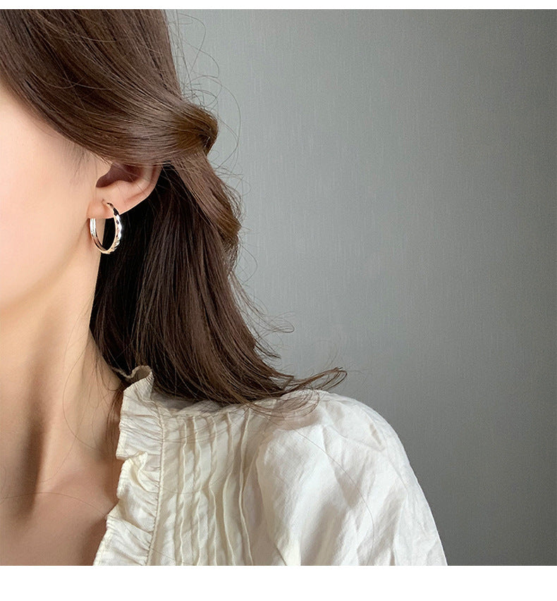 MY30748耳圈C形簡約耳環韓國新款冷淡風極簡耳飾圓圈耳釘耳環S925銀針