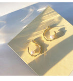 MY34047 歐美風珍珠金屬耳圈2021年新款潮ins冷淡風耳環氣質網紅銀針耳飾