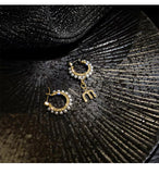 MY33536m字母滿鑽圈圈耳環女珍珠鑲鑽不對稱圓形可拆卸耳墜歐美氣質簡約