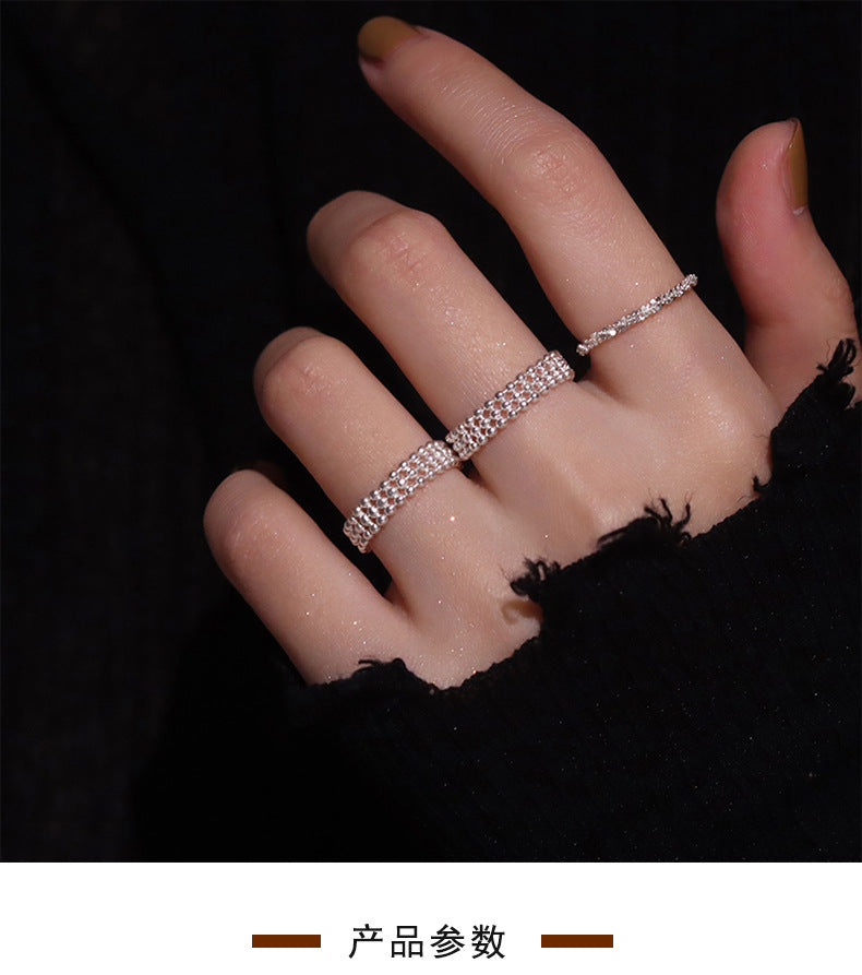 MY33725高級感韓版新款精緻排珠指環個性百搭ins潮 時尚 高級感戒指