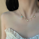 MY35630小愛心金色水鑽項鍊女夏季輕奢小眾設計頸鍊網紅氣質高級感鎖骨鏈