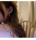 MY33962韓國輕奢水滴鋯石耳釘耳骨夾一體式耳排甜酷高級冷淡風銀針耳飾