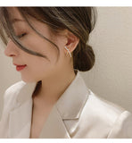 MY33798韓國新款個性交叉耳釘女925銀針氣質精緻珍珠日常耳釘耳飾