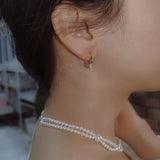 MY33291新款耳環女輕奢氣質復古設計感微鑲小鎖耳扣女耳飾