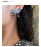 MY30552绝美灵动水钻水滴弧形耳环925银针耳钉时尚气质耳饰女