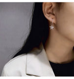 MY30350 s925純銀鋯石花朵耳扣女新款氣質潮輕奢高級感氣質圓圈耳環耳墜