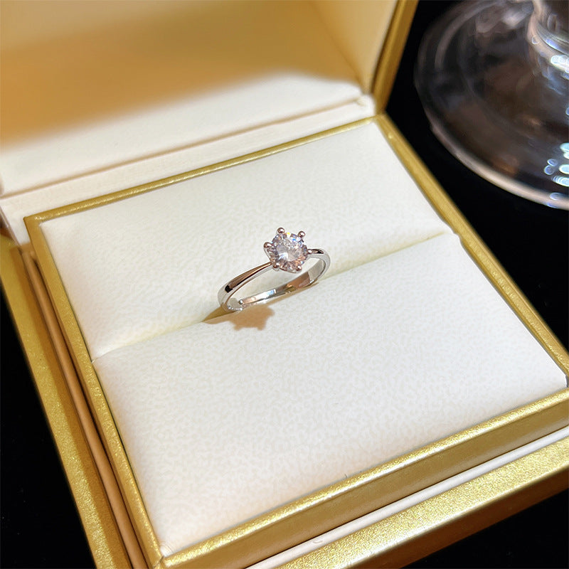 MY31464韓式細款單閃鑽素圈戒指女情人節禮物送女友輕奢簡約氣質指環