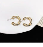 MY32931歐美氣質珍珠金屬純銀耳圈ins風韓國設計感復古百搭耳圈耳環耳飾