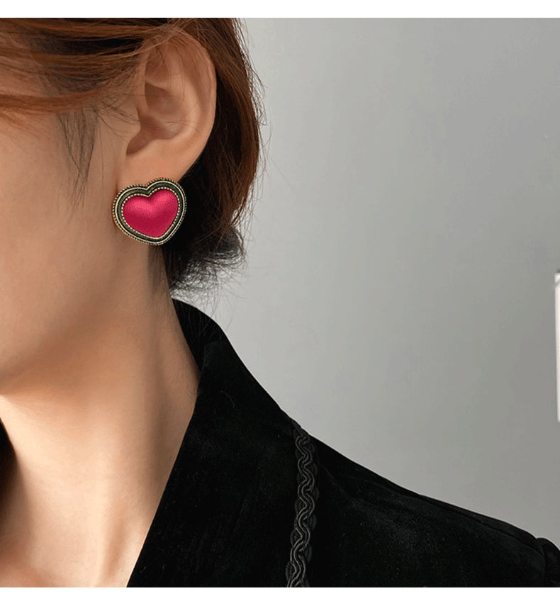 MY33005甜美爱心耳钉S925银针ins冷淡风韩国气质网红小众设计感复古耳环