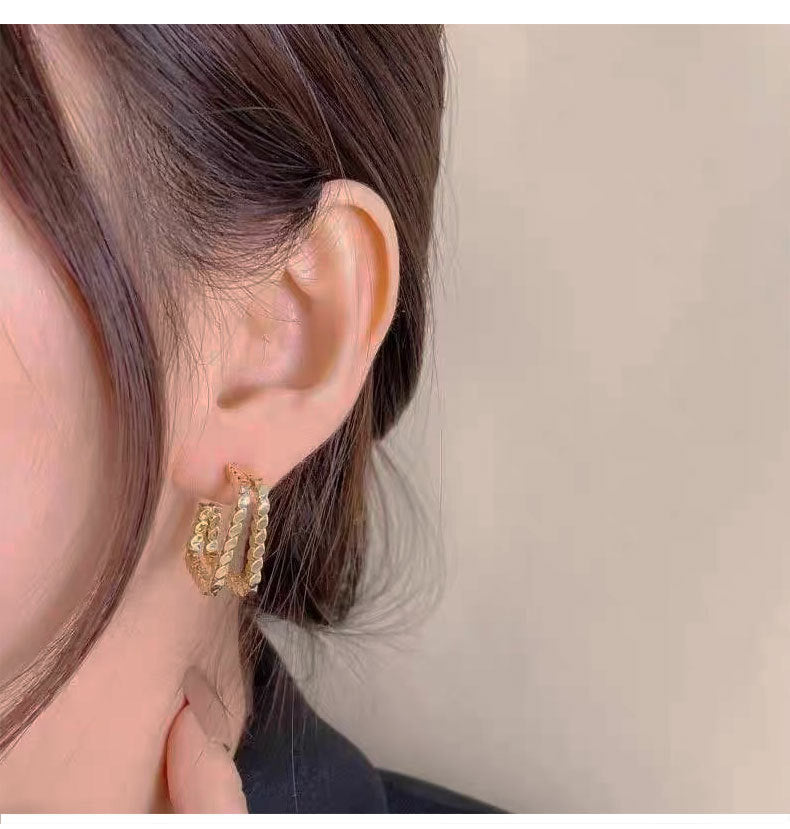 MY33942韓國方形幾何耳環女氣質高級大氣金屬風耳飾小眾設計感顯臉小飾品