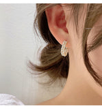 MY34129韓國氣質高級感耳環耳釘ins潮小眾珍珠c形耳圈網紅簡約冷淡風耳飾