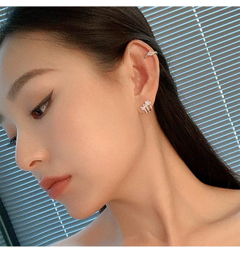 MY33842簡約百搭鑲鑽耳釘韓國氣質輕奢時尚小眾設計耳釘女925銀針