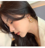 MY33324法式複古雙圏珍珠耳環冷淡風小眾設計感氣質網紅百搭耳飾