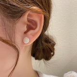 MY31469法式氣質圓形大小珍珠後掛式耳環s925銀針輕奢百搭簡約耳釘耳飾潮