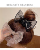 MY31544韓國精緻閃鑽蝴蝶結頭繩頭飾女生氣質丸子頭皮筋發繩網紅髮圈夏季