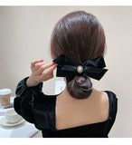 MY30604高級感黑色蝴蝶結髮夾網紅頭飾法式複古後腦勺發卡時尚簡約髮飾