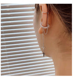 MY31142六芒星耳夾小眾設計感閃亮鋯石精緻耳骨夾氣質時尚流蘇無耳洞耳環