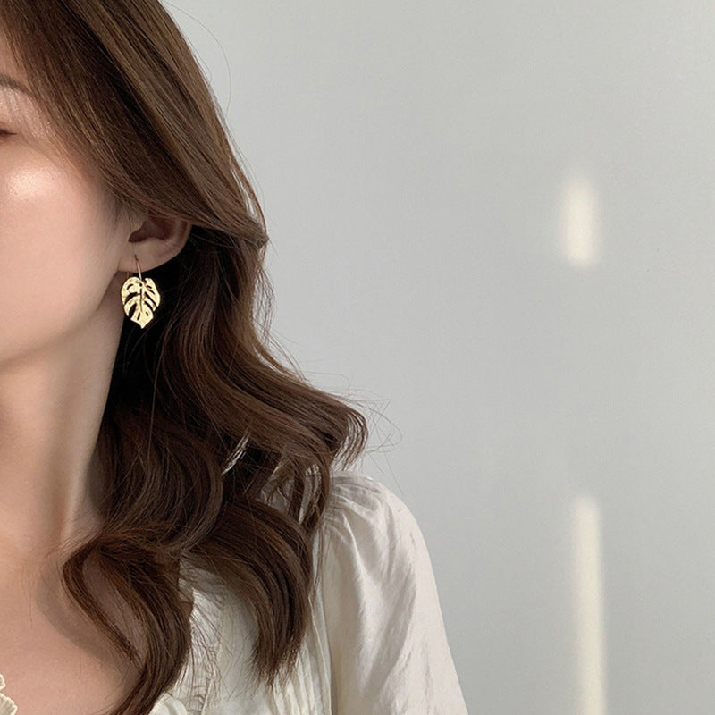 MY30082韓國氣質冷淡風耳環ins網紅時尚設計感葉子耳環法式氣質復古耳飾
