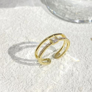 MY34854高級感微鑲鋯石戒指女食指戒輕奢冷淡風獨特個性指環